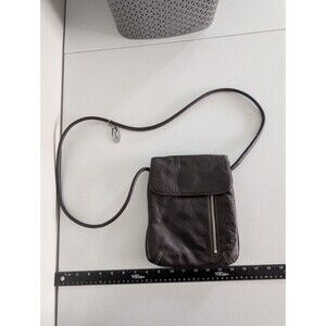 Tignanello Dark Brown Pebbled Small Crossbody with Zipper & Silver Hardware